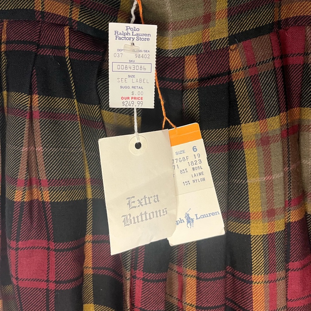 NWT VINTAGE Ralph Lauren Plaid Paisley Pleated skirt Womens Skirt Old Money Sz 4 - Picture 9 of 9